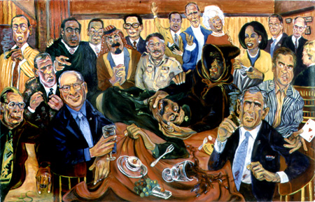 Painting of Bush Family and Saddam Hussein