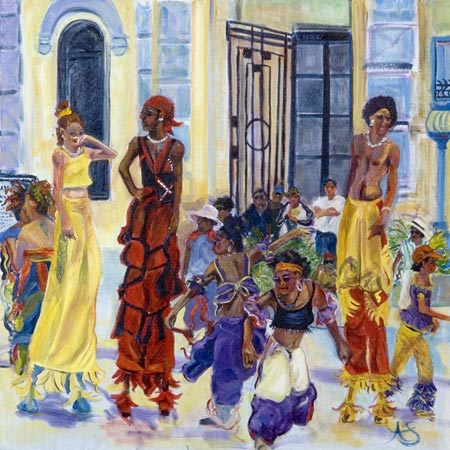 Havana Street Dancers acrylic on canvas 24' X 24